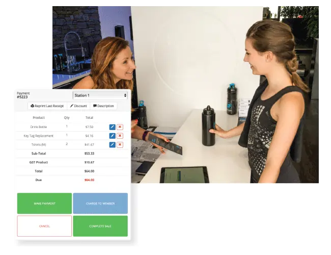 woman using GymMaster point of sale system